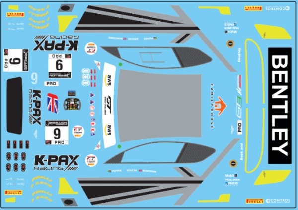 Decal Bentley Continental GT3 Team K-PAX Racing #9 2020 GT World Challenge Europe Endurance Cup
